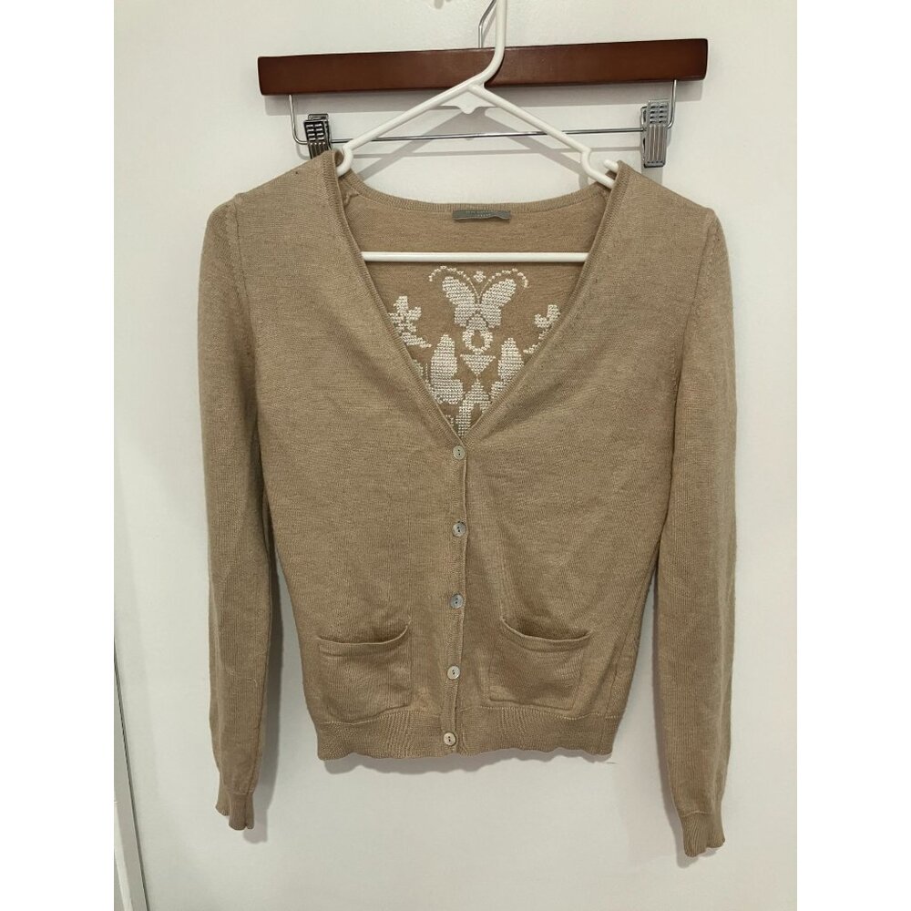 Anya Hindmarch Women's Cashmere/Silk Embroidered Cardigan, Tan, Small